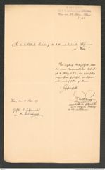 k.k. naturhistorisches Hofmuseum, Intendanzakten 1885-1896 (Hauer), Aktenzahl Z.194/1892, Seite 1